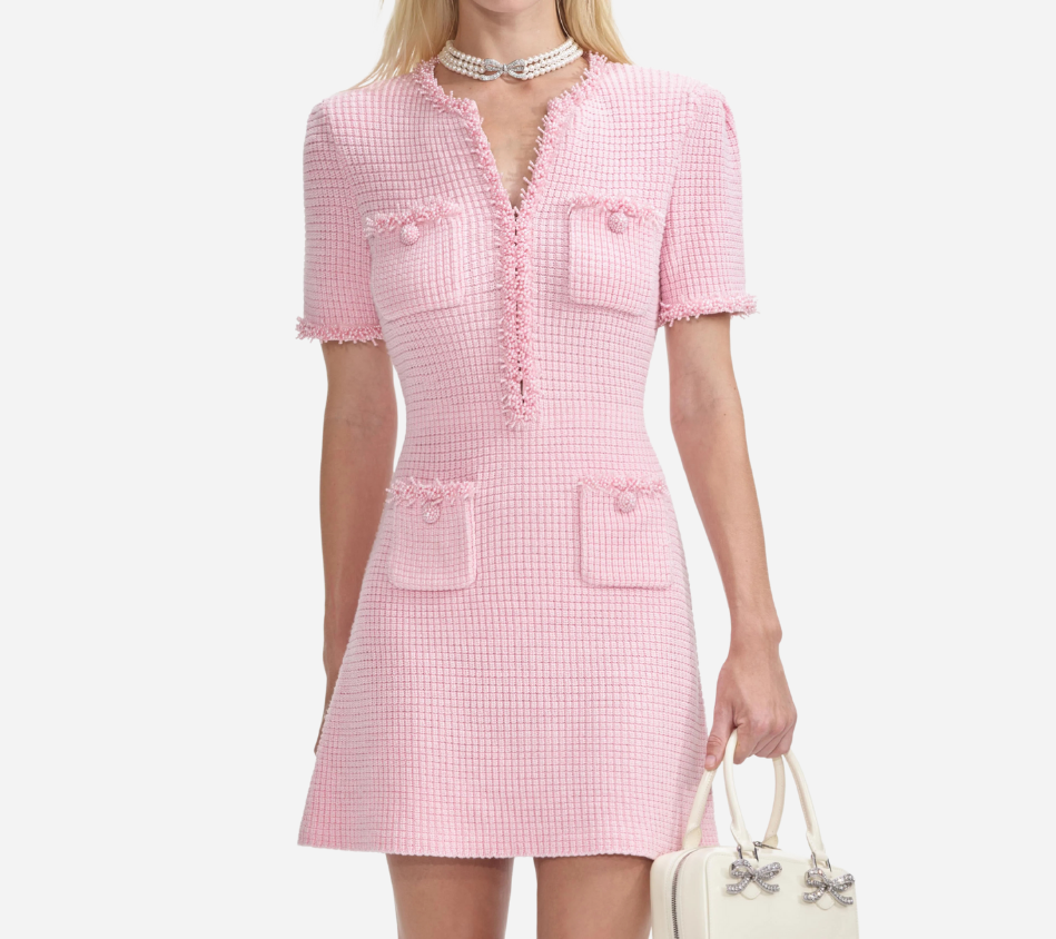 SFP-PINK TEXTURED KNIT MINI DRESS
