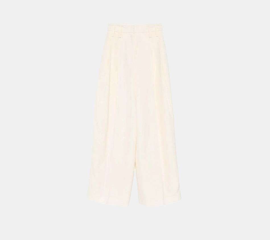 JIL-SLIGHTLY HIGH WAISTED VOLUMINOUS PLEATED PANT WITH METAL ZIP CLOSURE. BELT LOOPS, SIDE SEAM AND BACK WELT POCKETS. LOW CROTCH