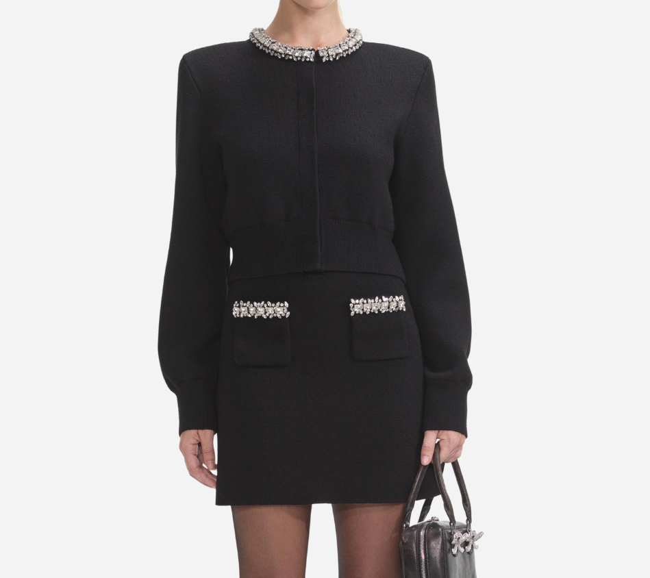 SFP-BLACK EMBELLISHED CARDIGAN