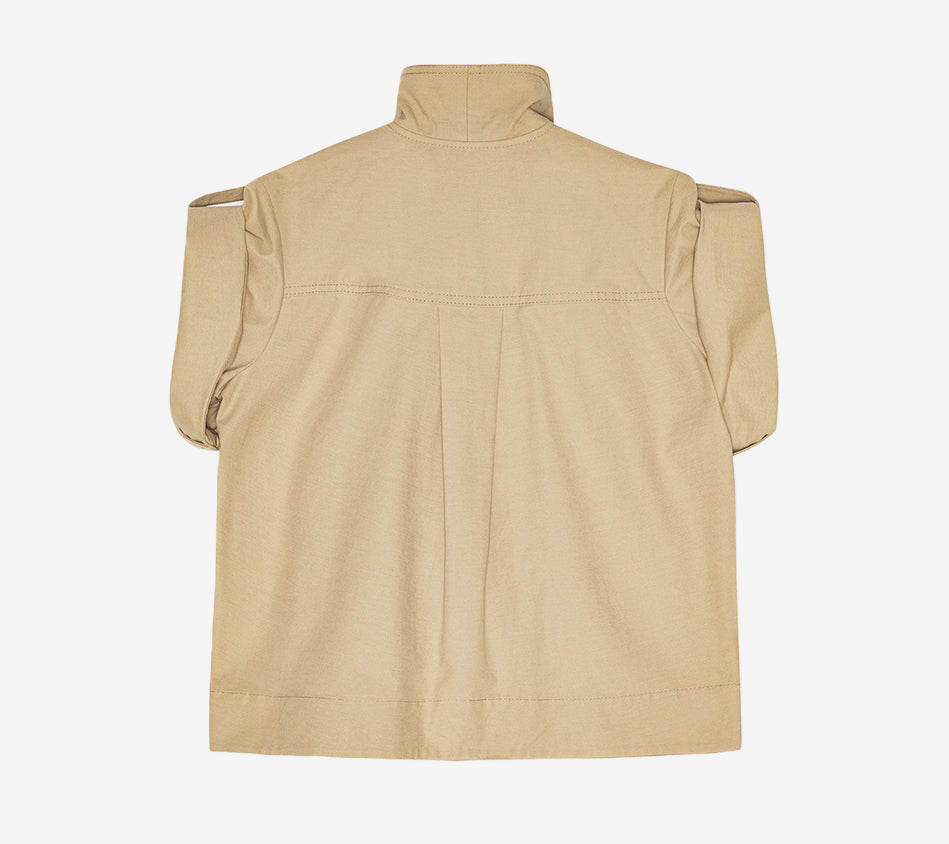 GAN-CLASSIC SUMMER SUITING COWL NECK BLOUSE