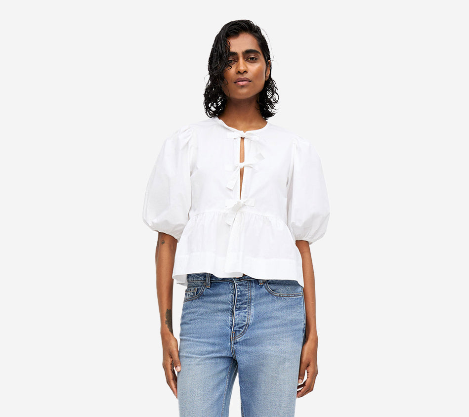 GAN-COTTON POPLIN PEPLUM BLOUSE