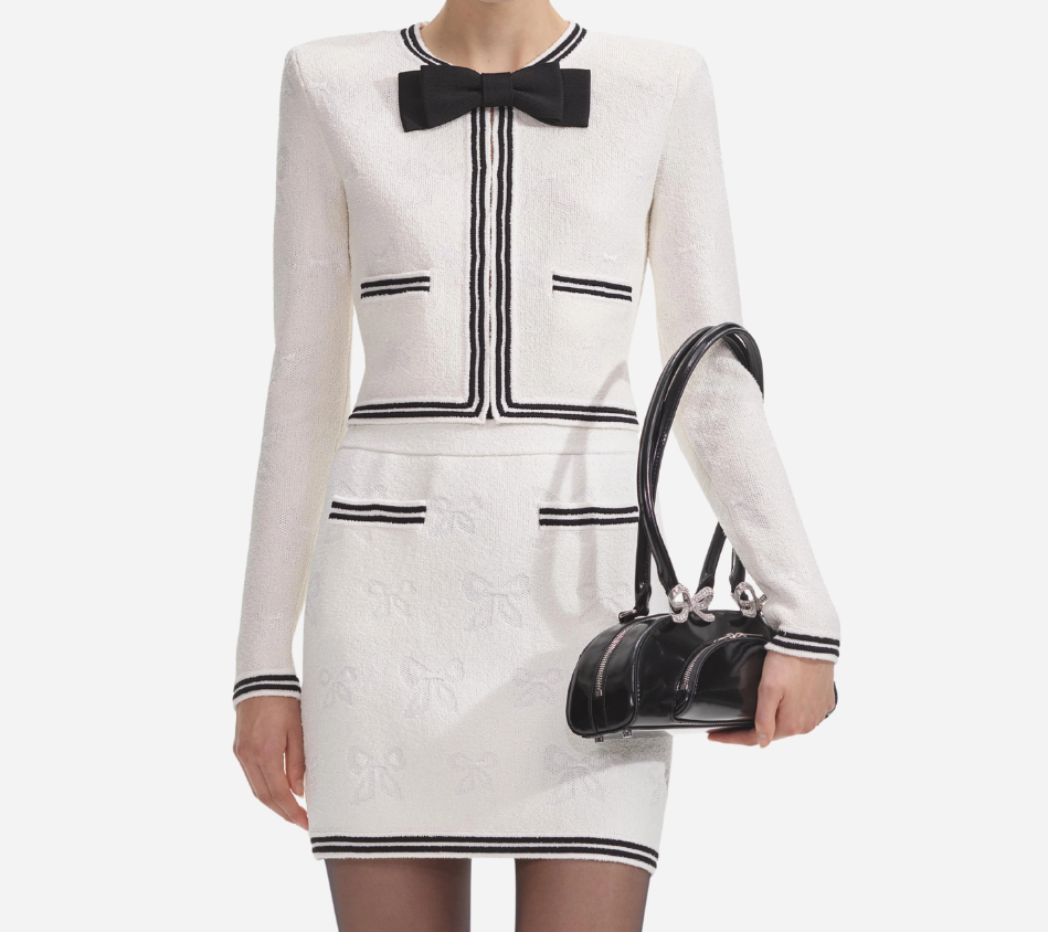 SFP-CREAM BOW JACQUARD MINI SKIRT