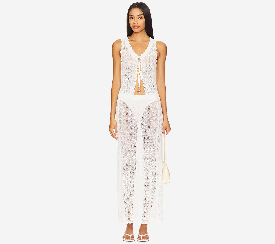 GAN-SHINY POINTELLE KNIT VEST