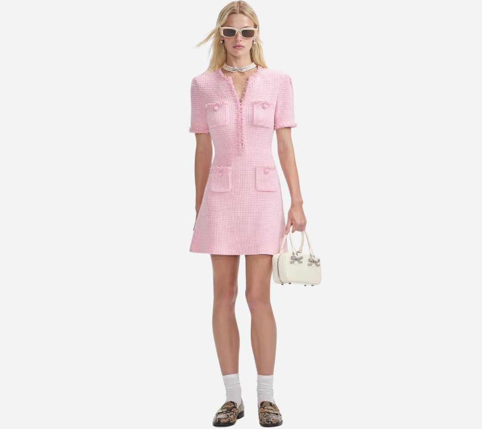 SFP-PINK TEXTURED KNIT MINI DRESS