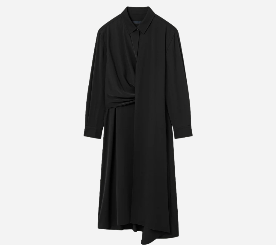 JUN-HIDDEN PLEATS TWIST SHIRT-DRESS