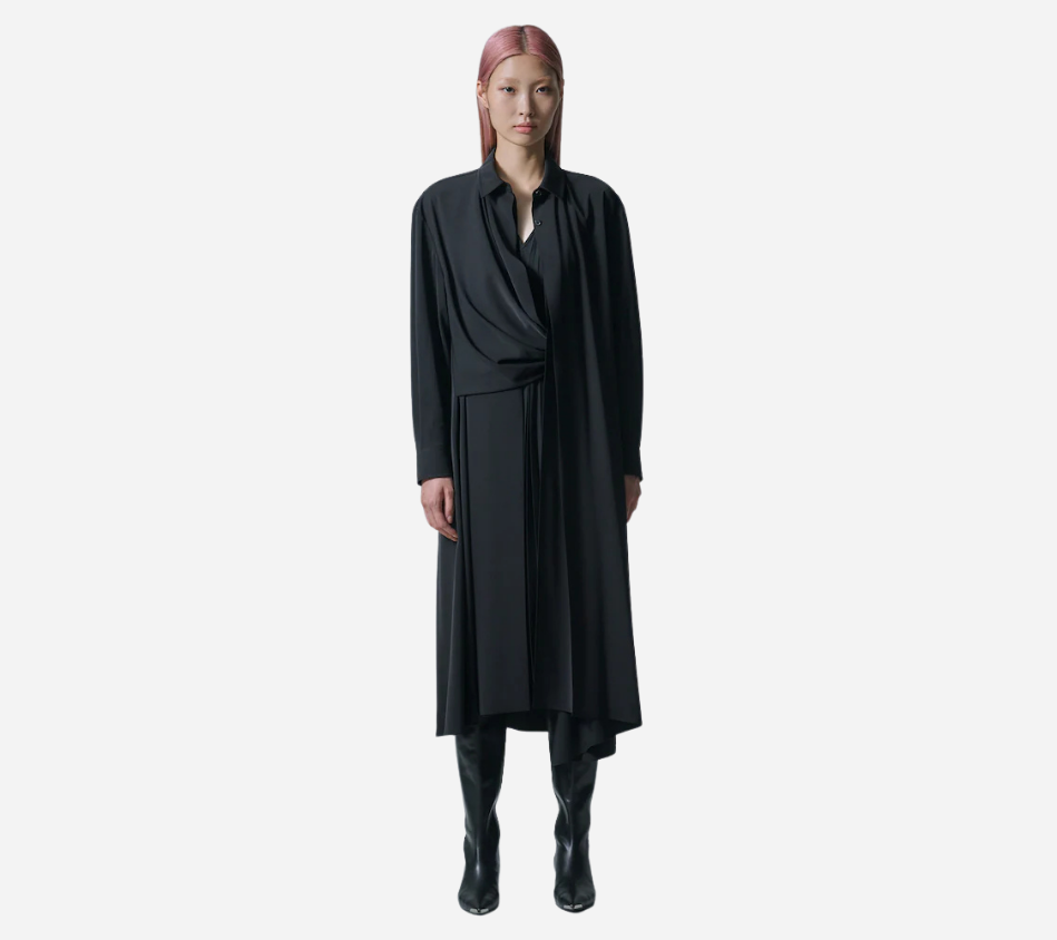 JUN-HIDDEN PLEATS TWIST SHIRT-DRESS