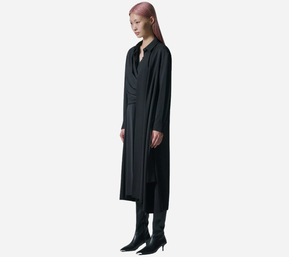 JUN-HIDDEN PLEATS TWIST SHIRT-DRESS