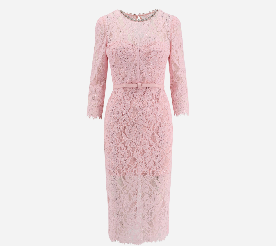 SFP-PINK LACE BUSTIER MIDI DRESS