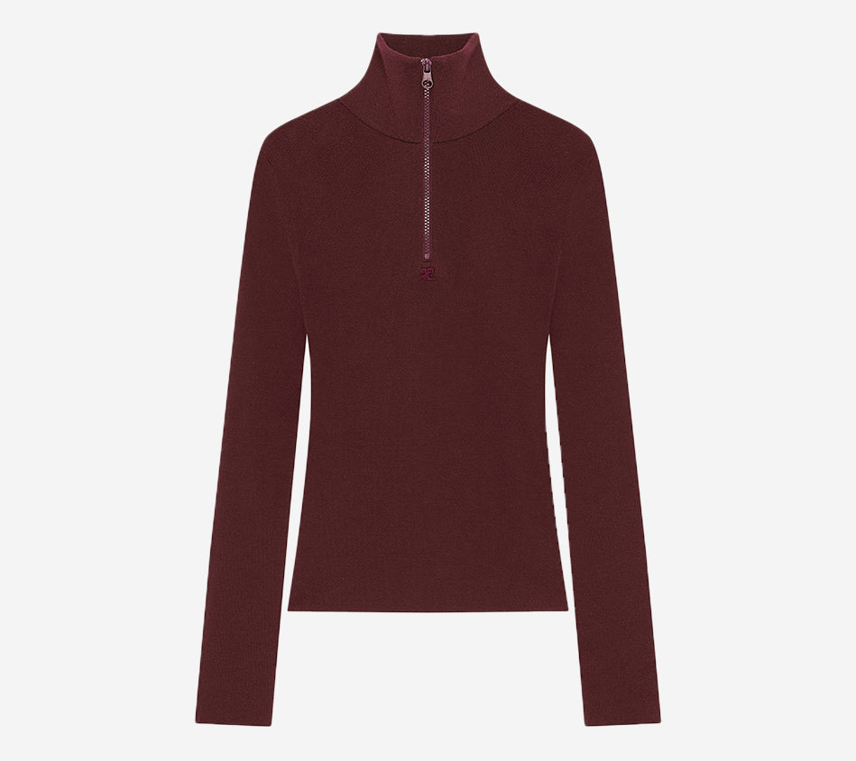 COU-ZIPPED MOCKNECK SWEATER