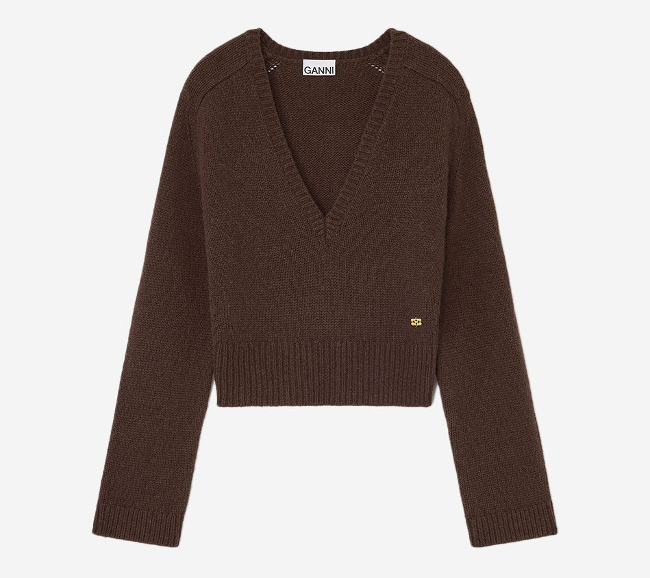 GAN-WOOL YAK MIX DEEP V-NECK