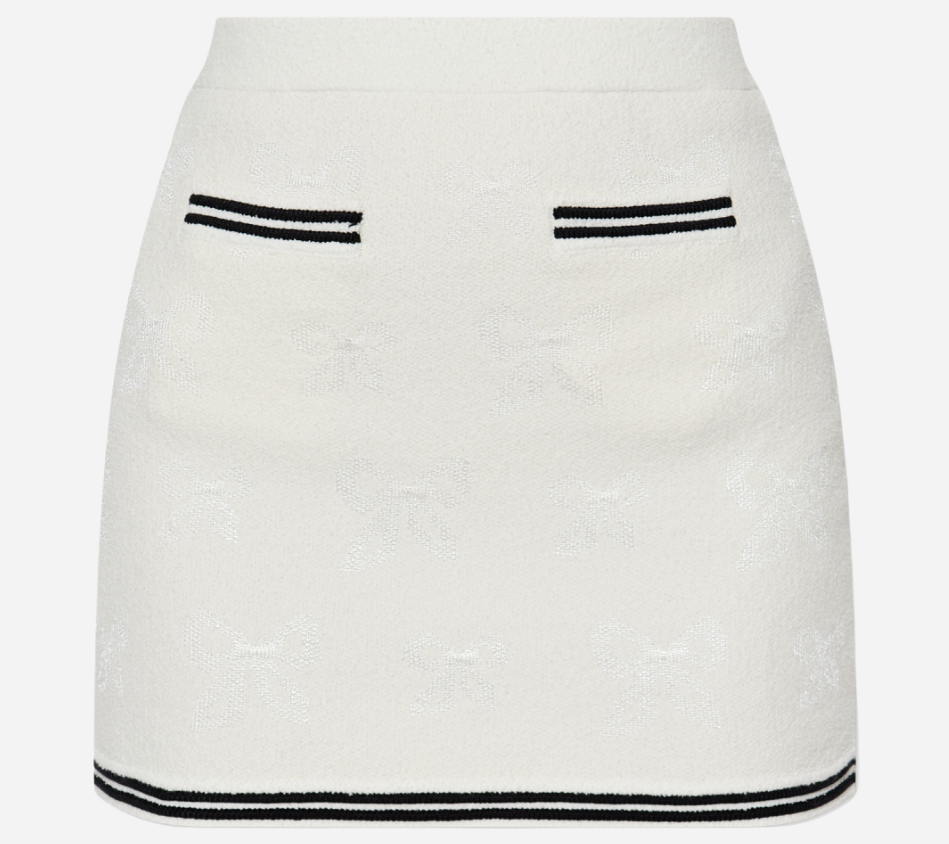 SFP-CREAM BOW JACQUARD MINI SKIRT