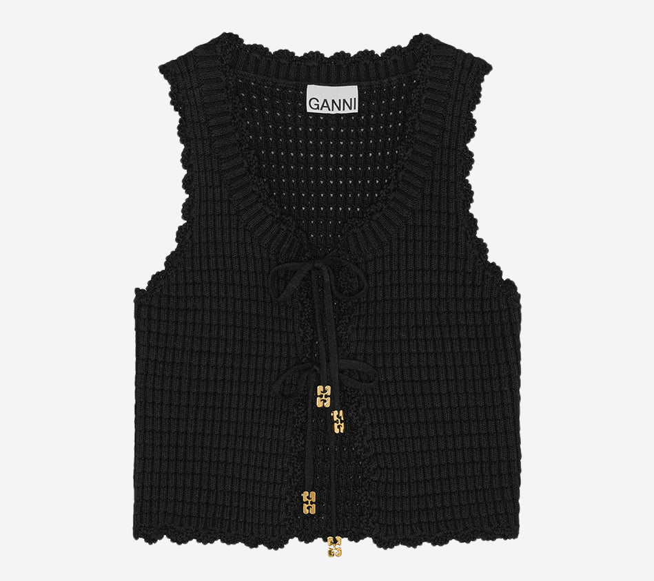 GAN-COTTON TEXTURED LACE TOP