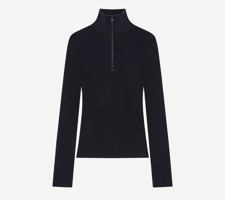COU-ZIPPED MOCKNECK SWEATER