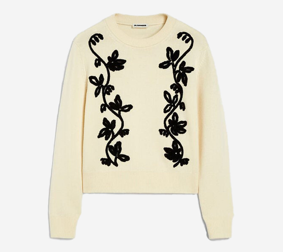 JIL-LS CN JUMPER W/FLOWER EMBROIDERY DETAIL