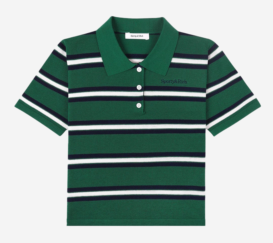 SPR-SERIF LOGO SILK PIQUE CROPPED POLO