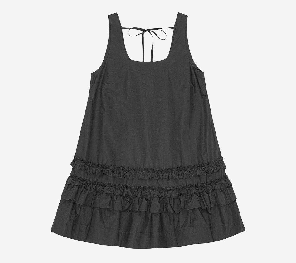 GAN-COTTON POPLIN U-NECK MINI DRESS