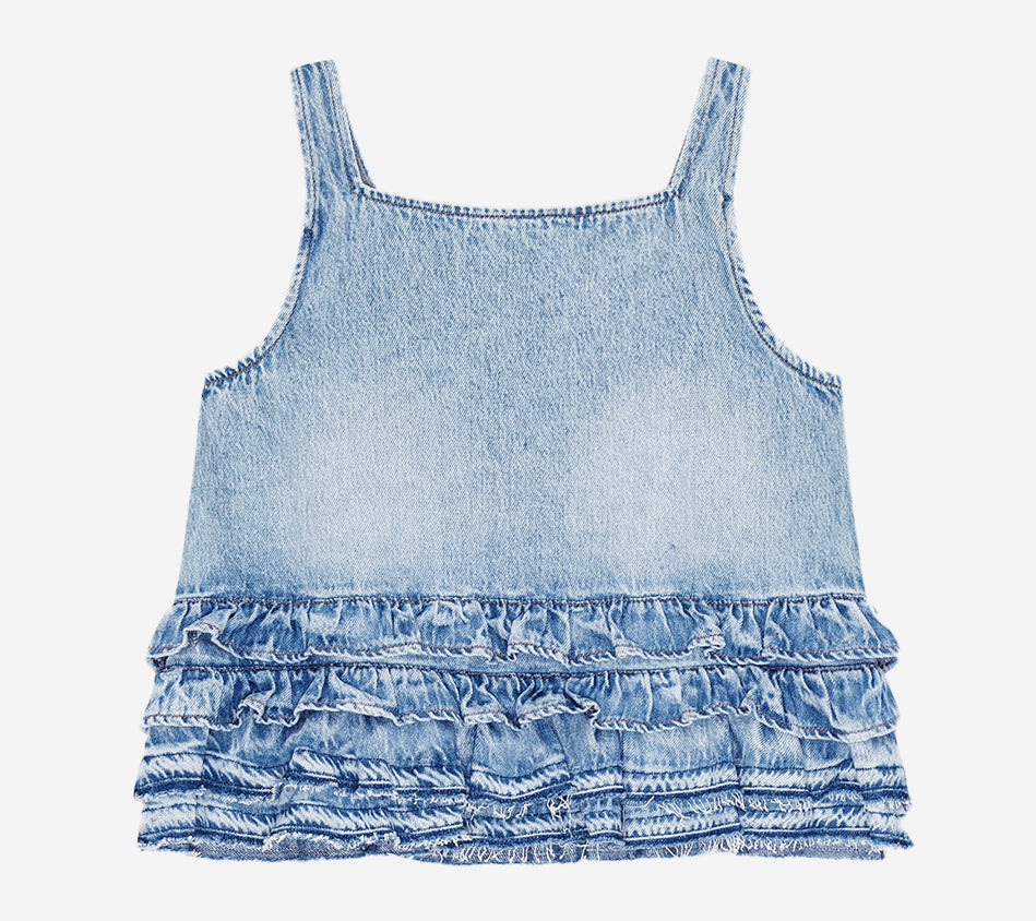 GAN-SOFT RIGID DENIM FRILL TOP