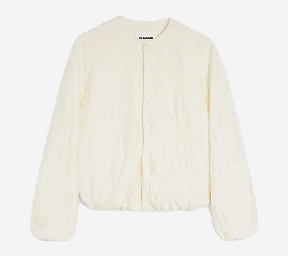 JIL-CREW NECK BOMBER WITH COVERED BUTTONS FRONT OPENING