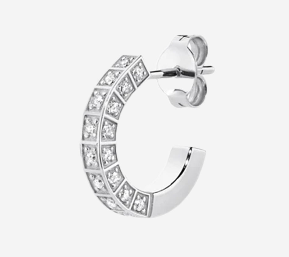 BRT-EARRING LINEA HOOP FULL DIAMOND WHITE Serial n. AAB32567 Gold Net Weight 2,3 g
