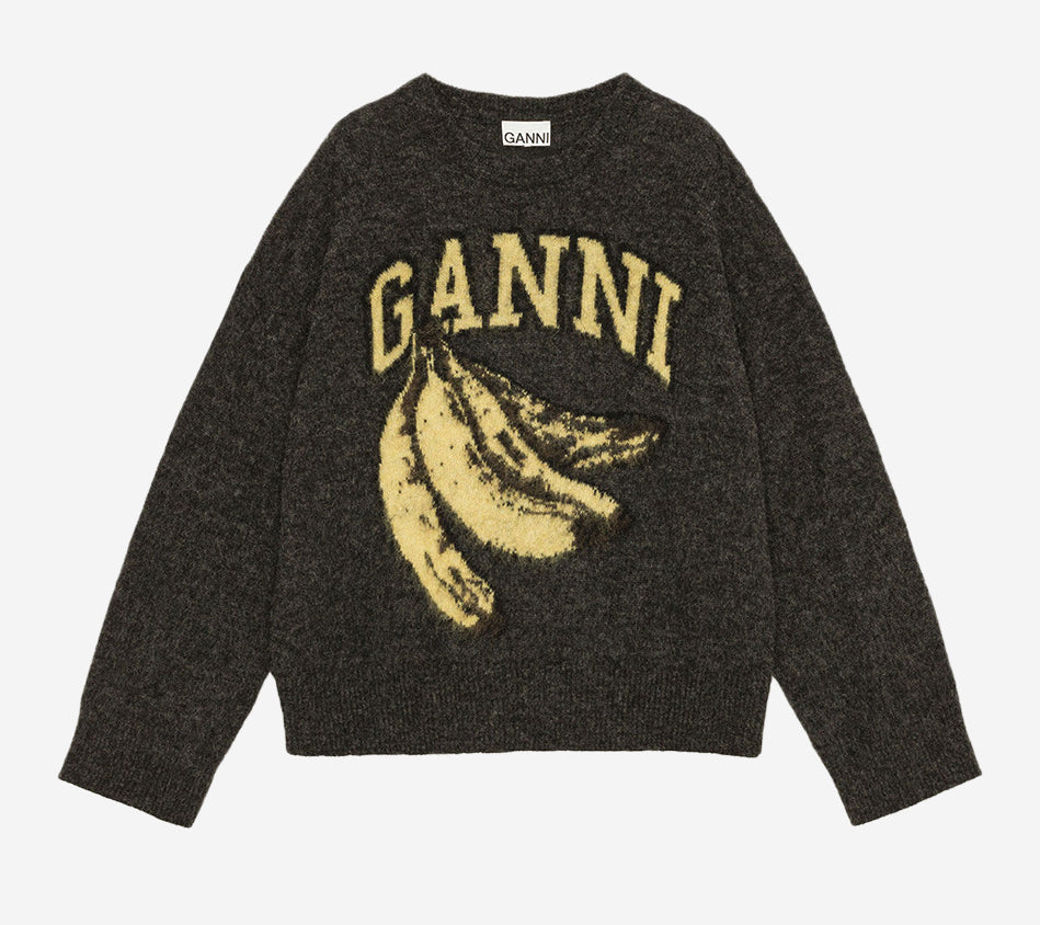 GAN-FINE BRUSHED ALPACA BANANA OVERSIZED O-NECK