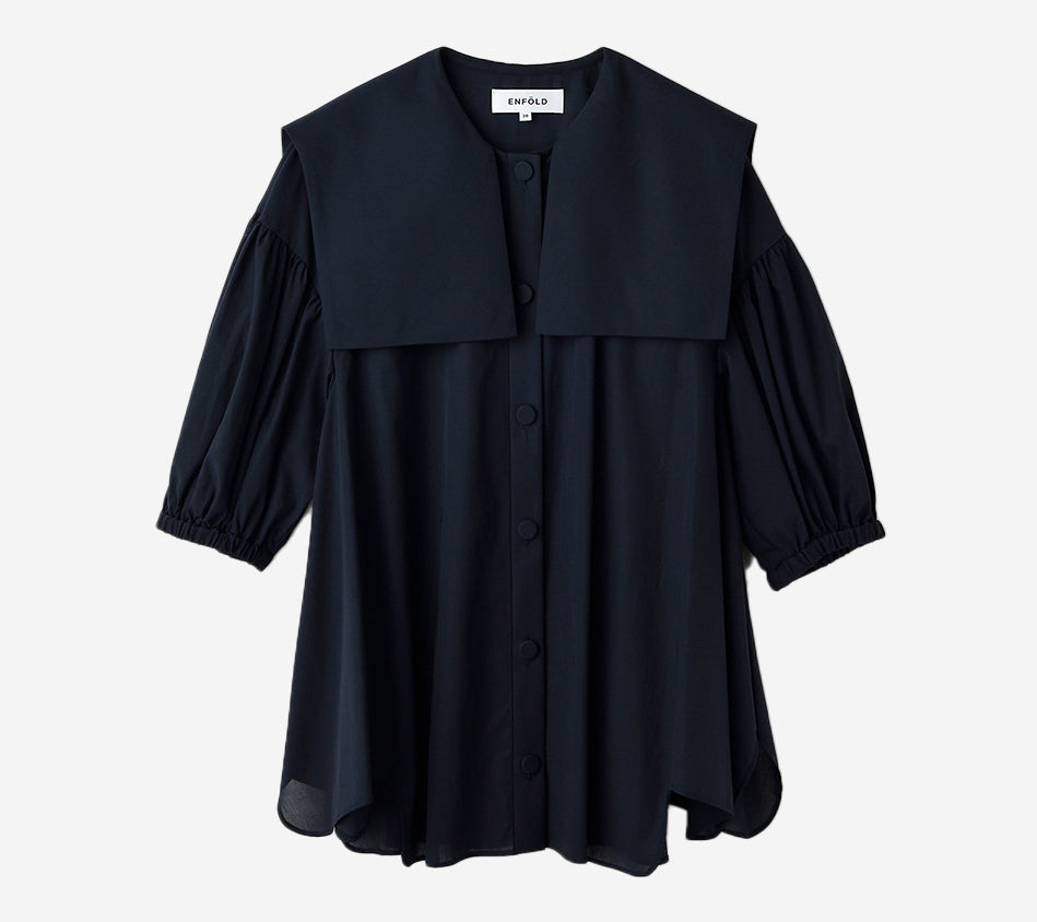 ENF-SAILOR COLLAR VOLUME BLOUSE