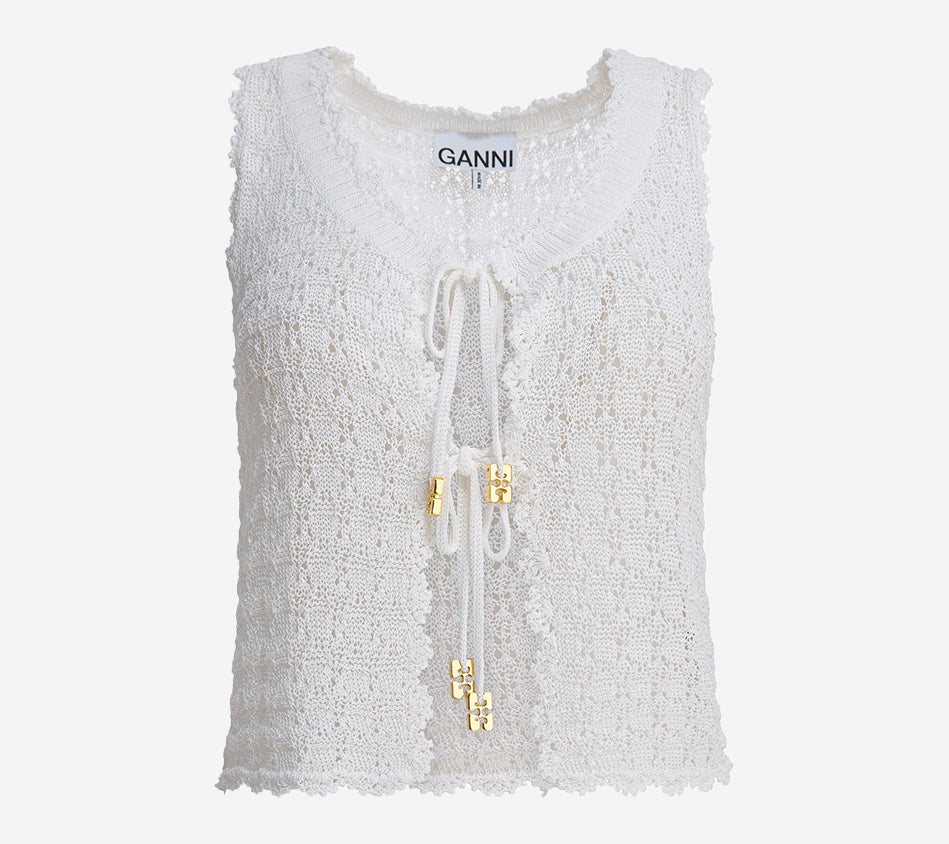 GAN-SHINY POINTELLE KNIT VEST