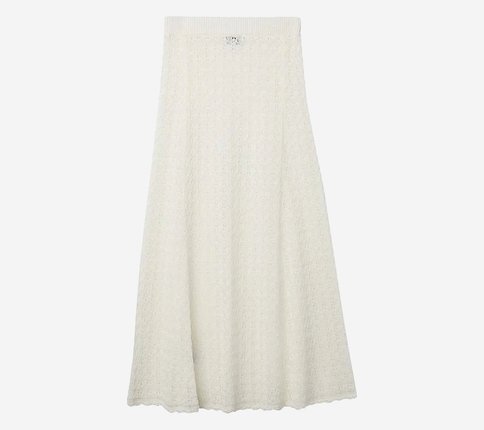 GAN-SHINY POINTELLE LONG SKIRT