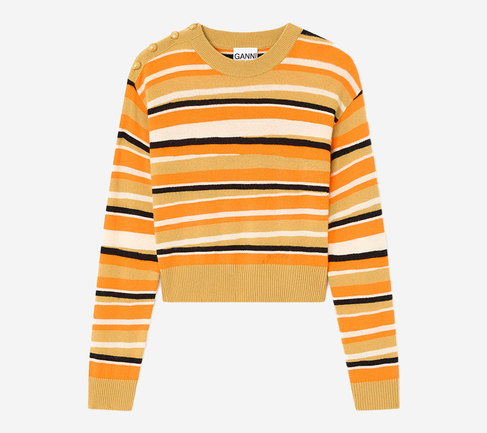 GAN-DISTRESSED STRIPE CASHMERE SWEATER