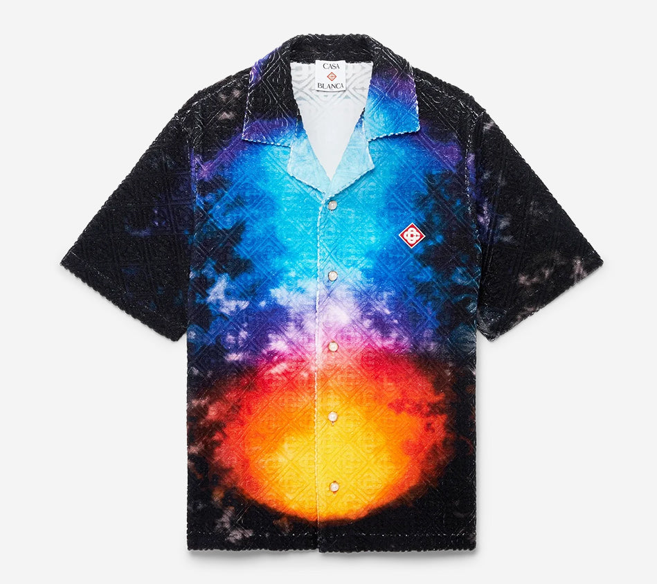 CSB-MENS OPEN COLLAR JACQUARD MONOGRAM SHIRT