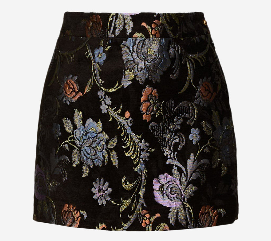 CHL-FLORAL TAPESTRY JACQUARD MINI SKIRT