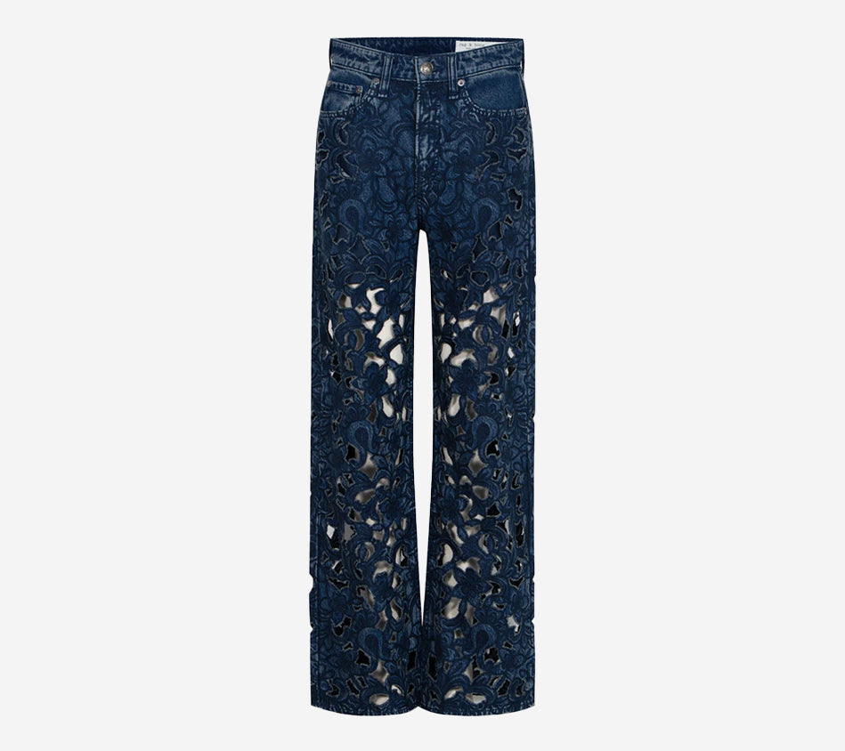 RNB-LOGAN MID-RISE WIDE LEG FLORAL CUTOUT