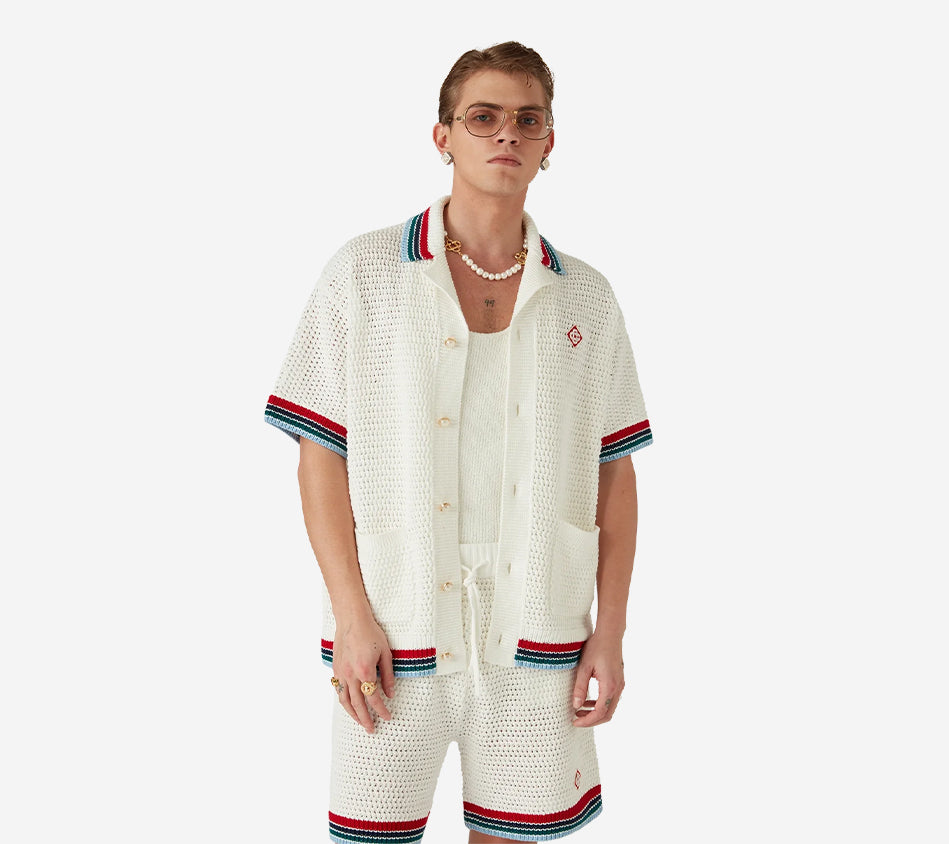 CSB-SPORTY FAUX CROCHET SHIRT