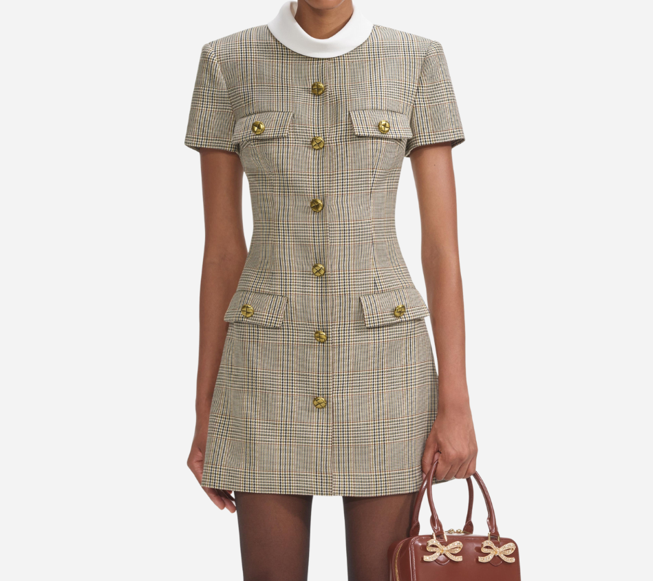 SFP-CHECK WOOL MINI DRESS