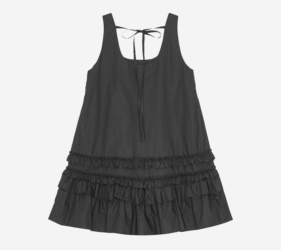 GAN-COTTON POPLIN U-NECK MINI DRESS