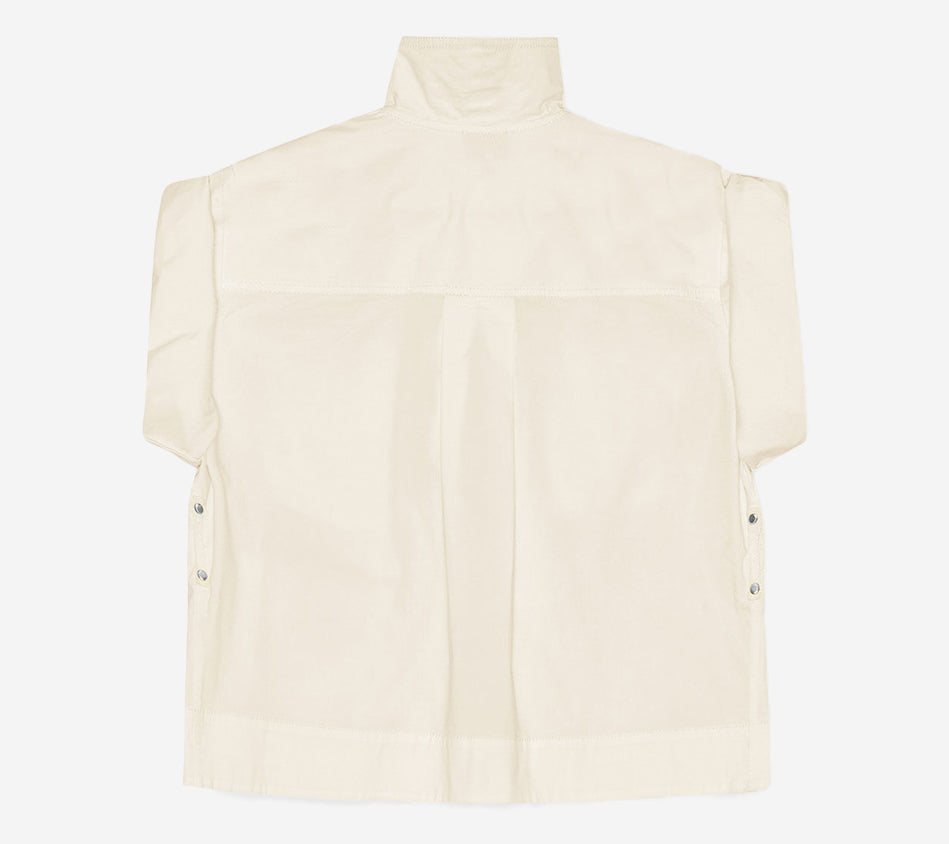 GAN-STRETCH COTTON COWL NECK BLOUSE