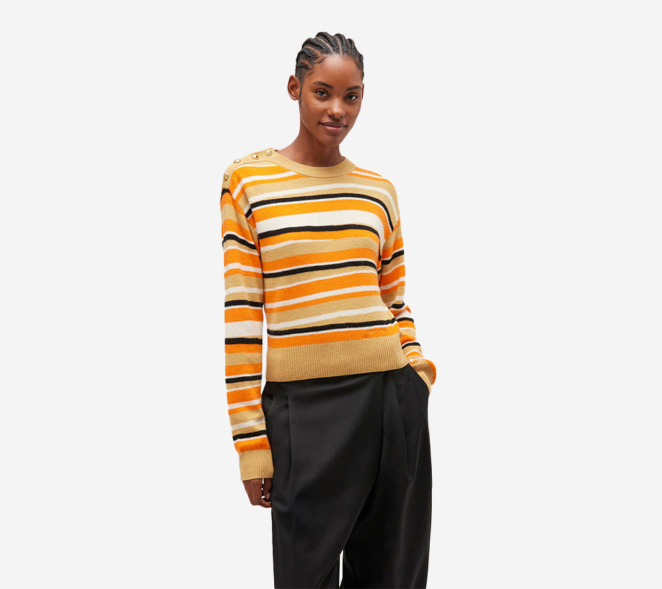 GAN-DISTRESSED STRIPE CASHMERE SWEATER