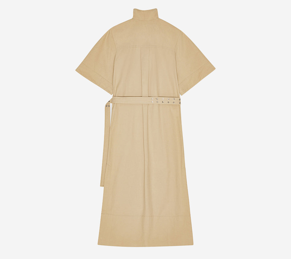 GAN-CLASSIC SUMMER SUITING COWL NECK LONG DRESS