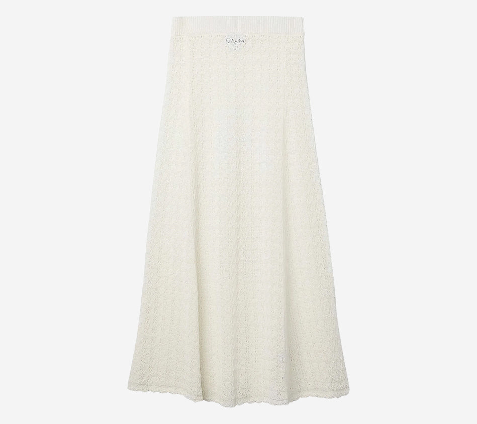 GAN-SHINY POINTELLE LONG SKIRT