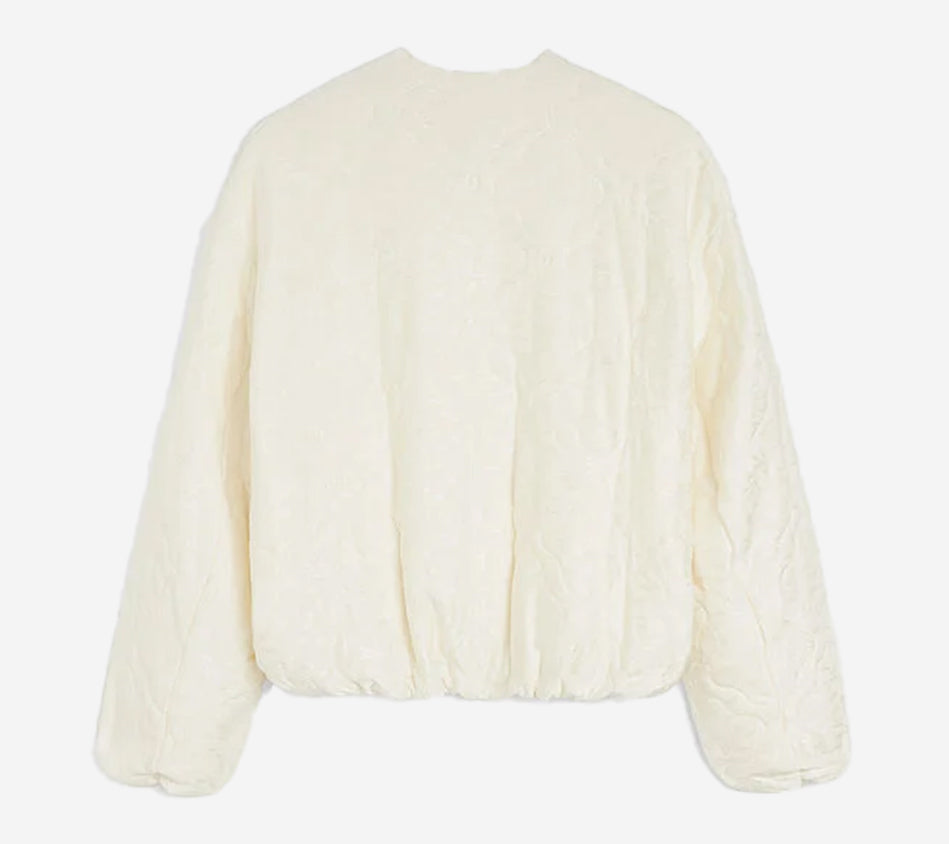 JIL-CREW NECK BOMBER WITH COVERED BUTTONS FRONT OPENING