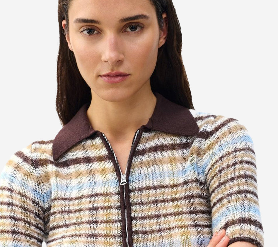 RNB-LEVA SS ZIP POLO SWEATER