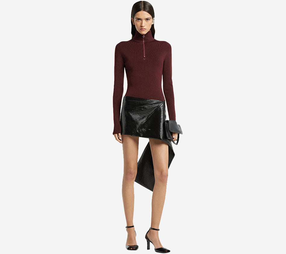 COU-ZIPPED MOCKNECK SWEATER