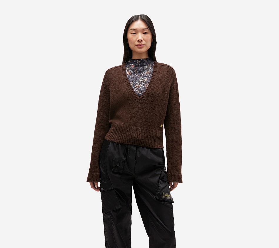 GAN-WOOL YAK MIX DEEP V-NECK