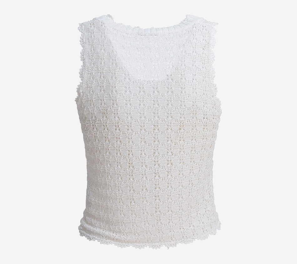 GAN-SHINY POINTELLE KNIT VEST