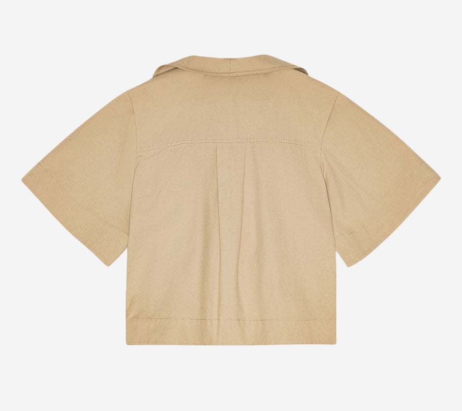 GAN-CLASSIC SUMMER SUITING COWL NECK BLOUSE