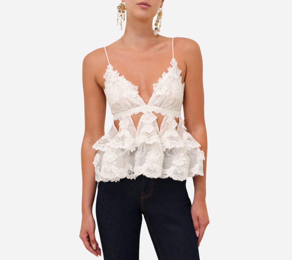 ZIM-CRUSH LACE MOTIF TIERED TOP
