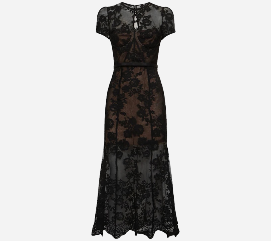 SFP-BLACK LACE BUSTIER MIDI DRESS