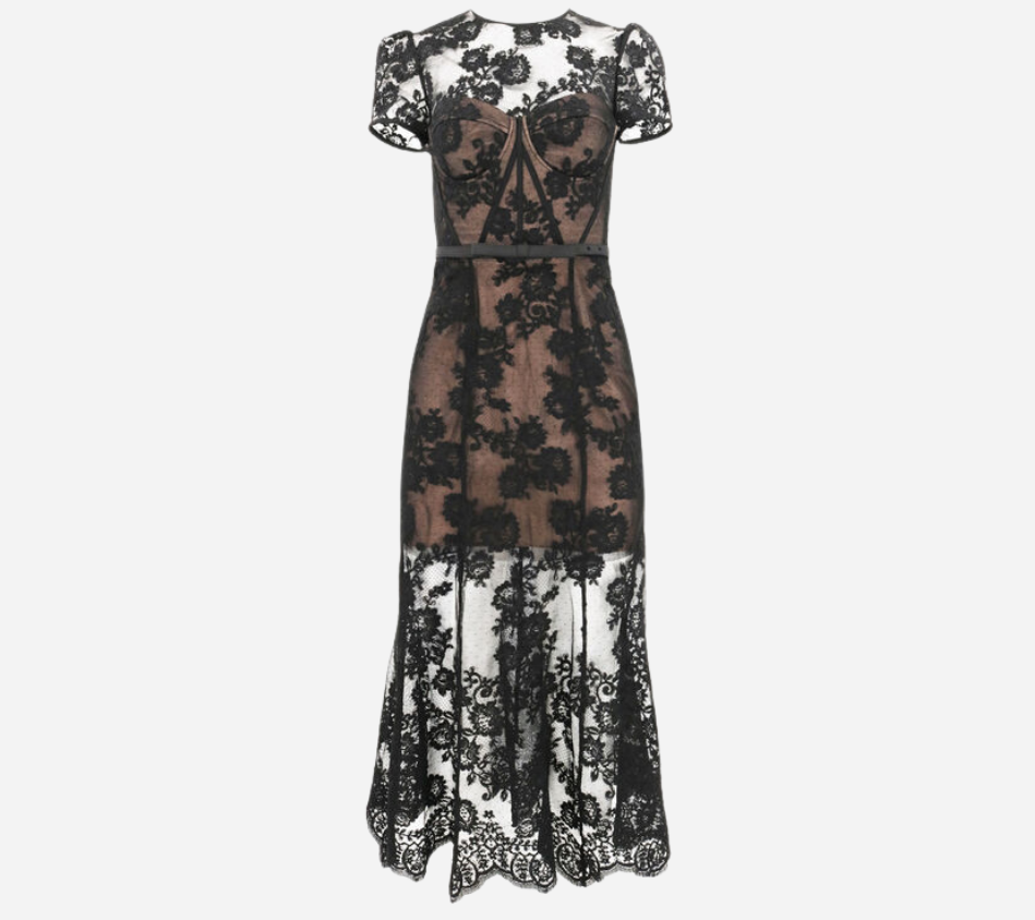 SFP-BLACK LACE BUSTIER MIDI DRESS