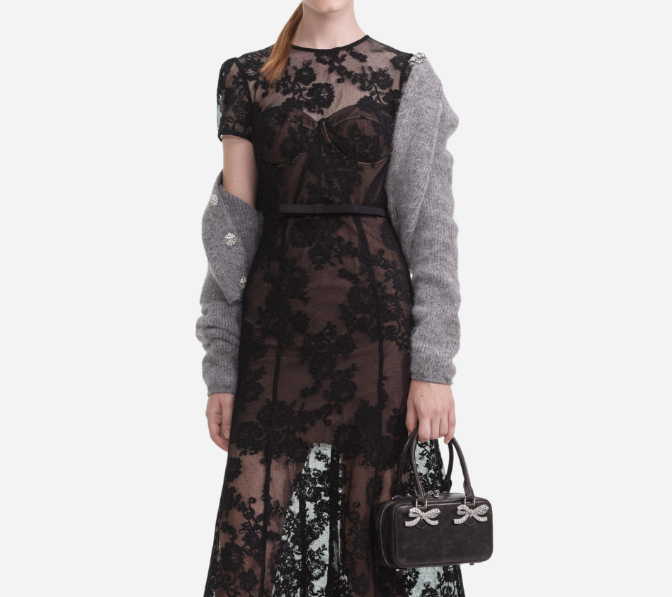 SFP-BLACK LACE BUSTIER MIDI DRESS