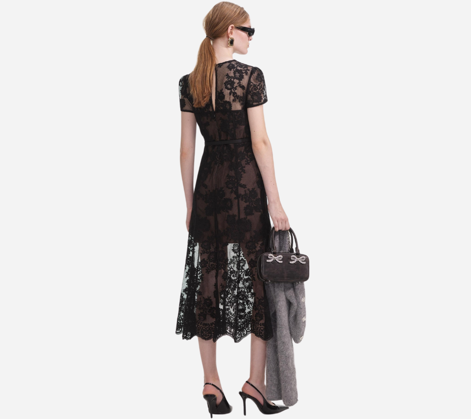 SFP-BLACK LACE BUSTIER MIDI DRESS
