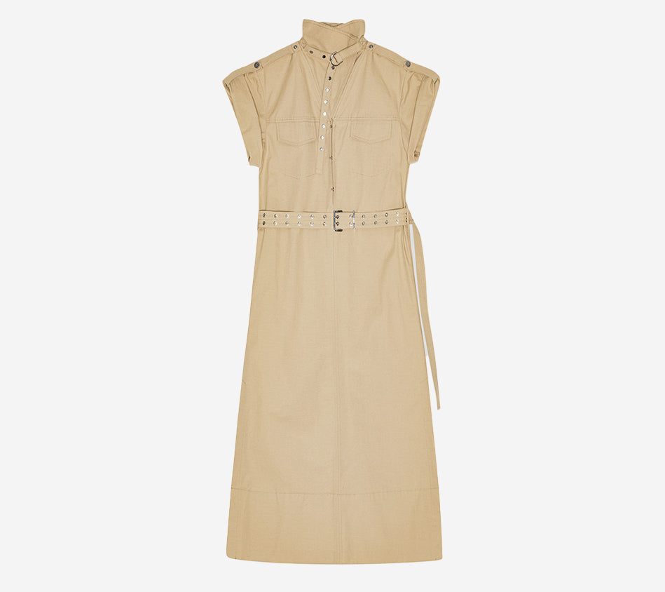 GAN-CLASSIC SUMMER SUITING COWL NECK LONG DRESS